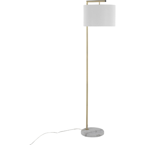 Fran Floor Lamp in Gold Metal, White Marble, & White Linen Shade